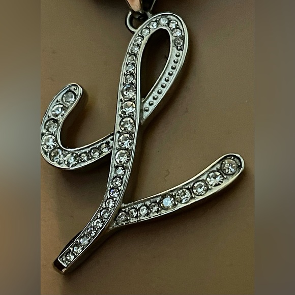 FASHION JEWELRY WOMEN THICK STAINLESS STEEL CHAIN  LETTER L AS A MEDAL ZIRCONIA - Picture 2 of 12